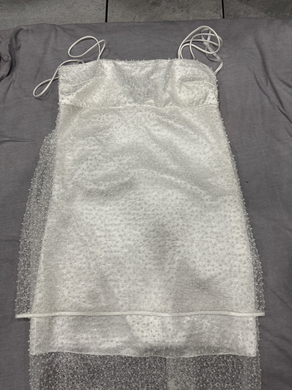 BHLDN White Pearl-Embellished Sheer Overlay Slip Dress - Picture 6 of 12